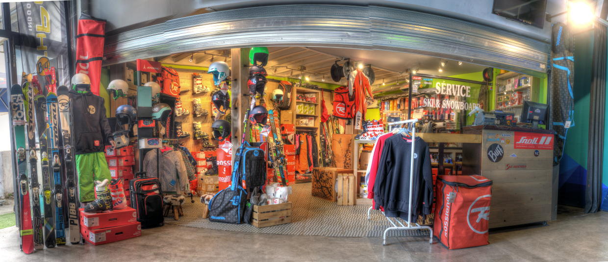ski equipment shop inside of we